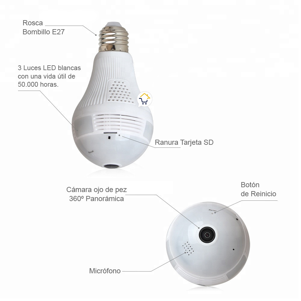 Miniatura 3 de Camara Seguridad Panoramica Wifi B13lV2